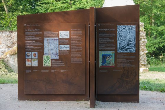 france, region haute normandie, eure, aizier, ancienne leproserie, chapelle saint thomas, sentier d'interpretation inauguré en 2014,